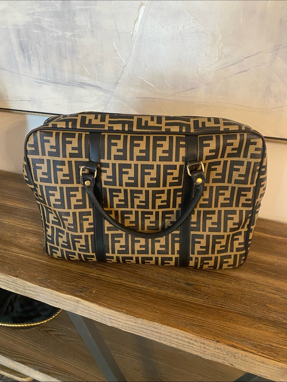 Canvas Satchel - Tan/Black